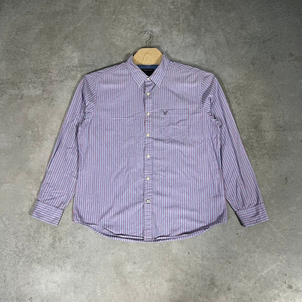 American Eagle Stripped Purple Long Sleeve Shirt Men's XL Athletic Fit